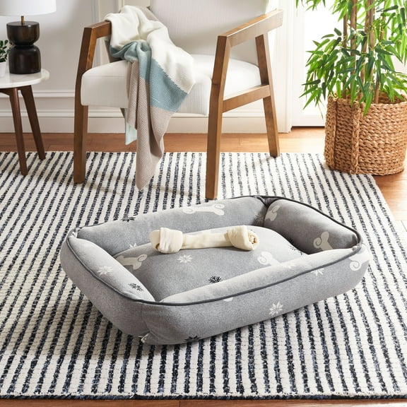 SAFAVIEH Snowflake Small Pillow Style Dog Bed, Grey/Ivory