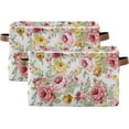 thumbnail image 7 of Coolnut Large Foldable Storage Bin Rose Colorful Flowers Fabric Storage Baskets Collapsible Decorative Baskets Organizing Basket Bin with PU Handles for Shelves Home Closet-1Pack Decor Gifts, 7 of 7