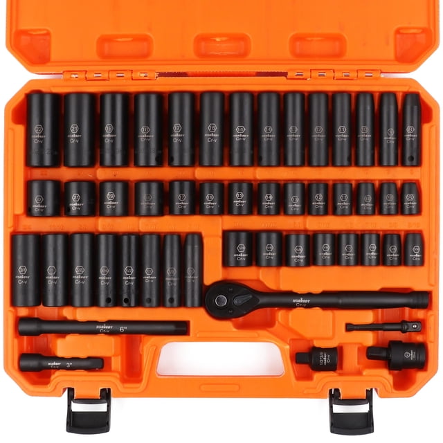 Juego de enchufes HORUSDY 3/8 Drive Impact de 50 piezas SAE (8-19 mm)