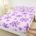 thumbnail image 3 of Feelyou Purple Snowflake Twin Sheet Sets, Winter Christmas Twin Fitted Sheet, Dreamy Cartoon Flat Sheet, Super Cozy Room Decor,3 Pieces, 3 of 7