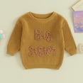 thumbnail image 2 of Okbabeha Baby Toddler Girl Boy Knit Sweater Letter Print Sweatshirt Big Sister Little Sister Matching Outfits Fall Winter Clothes, 2 of 7
