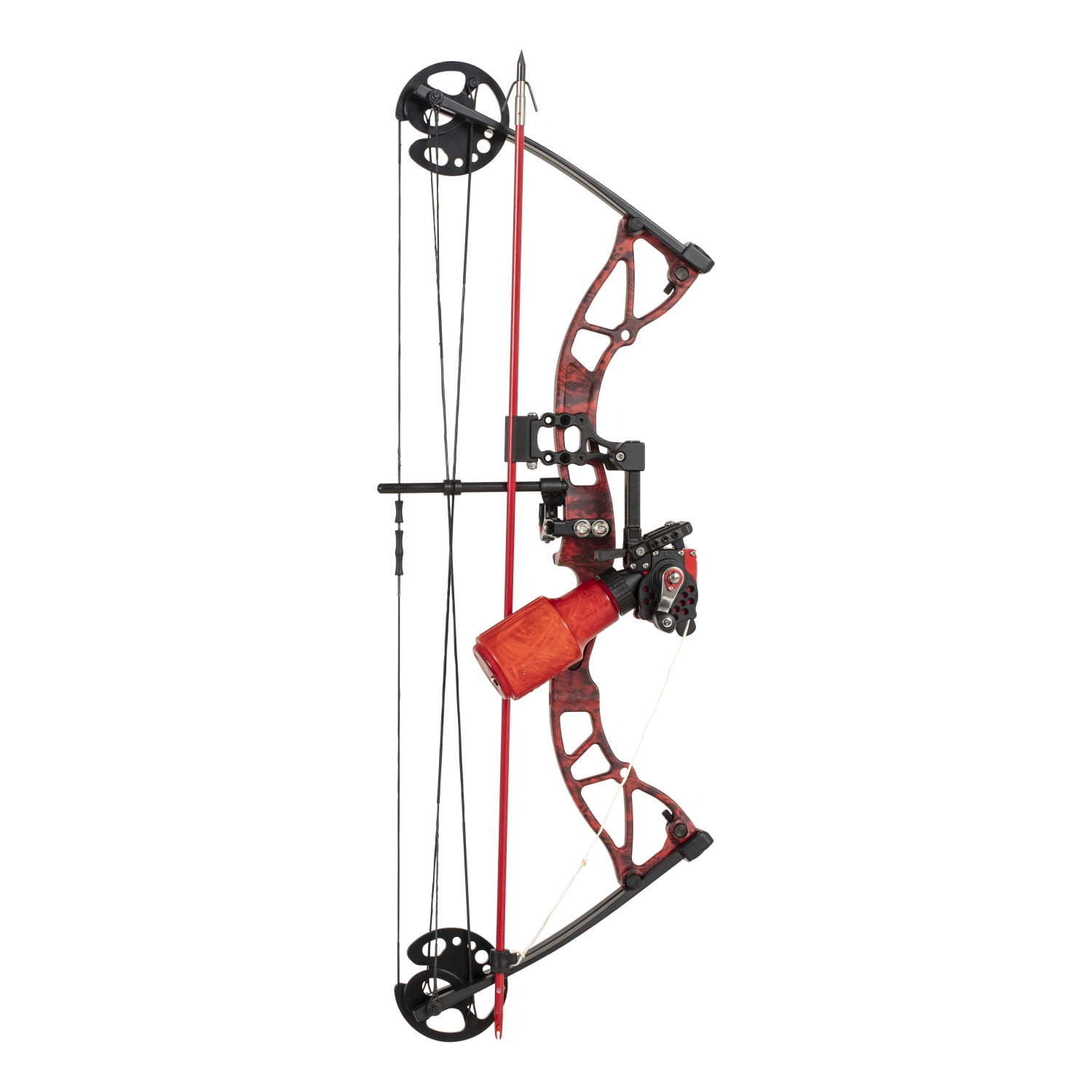 Cajun Bowfishing Shore Runner Ext Compound Bowfishing Bow Ready to Fish Kit with Brush Fire Arrow Rest, Bowfishing Bottle Reel, Blister Buster Finger ...
