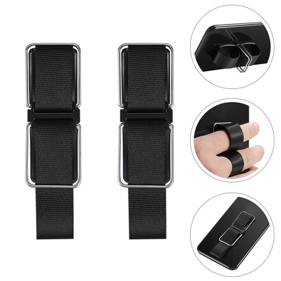 ifundom 3-Pack Black Adjustable Phone Grip Straps with Finger Holder and Kickstand for Smartphones
