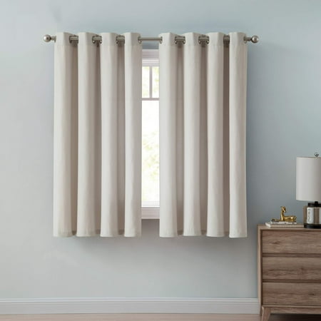 Dark Brown Curtains Mainstays Dexter Perforated Grommet Top Window Curtain Panel, Multiple Sizes and Colors Available ()