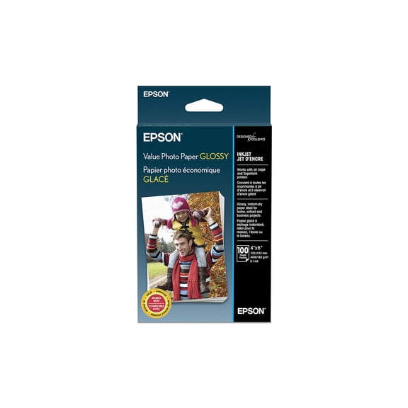 Epson Value Photo Paper Glossy, 4" x 6", 100 sheets