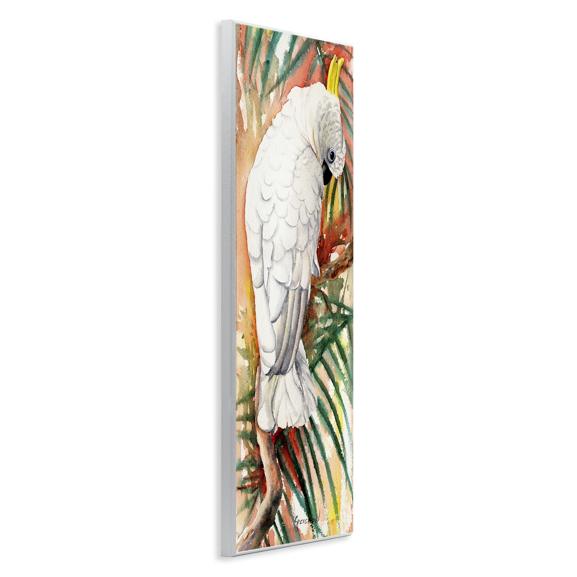 Stupell Industries Cockatoo Among Leaves Animals & Insects Painting Unframed Art Print Wall Art, 7 x 17