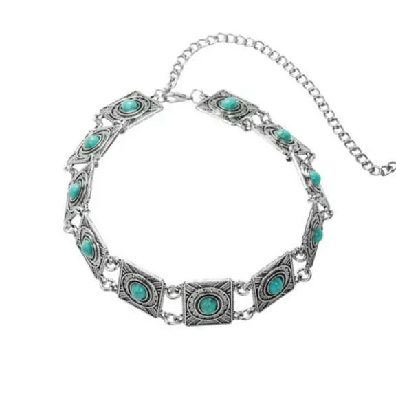 HOOUN Women 925 Silver Tibetan Turquoise Open Bangle Cuff Bracelet Wedding Jewelry-#10