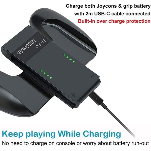 Bmatwk Joy Con Charging Grip with 1800mAh Battery 2 in 1 Comfort