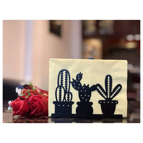 Napkin Holder: Freestanding Tissue Dispenser/Holder, Table Napkin Holder for Home Kitchen Picnic Party (Cactus),1 x Napkin Holder,Black