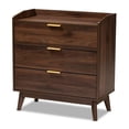 thumbnail image 1 of Baxton Studio Lena Walnut Brown Finished 3-Drawer Wood Chest, 1 of 9
