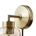thumbnail image 2 of Globe Electric 1-Light Matte Brass Plug-in or Hardwire Indoor Wall Sconce, Smoked Amber Glass Shade, 2 of 9