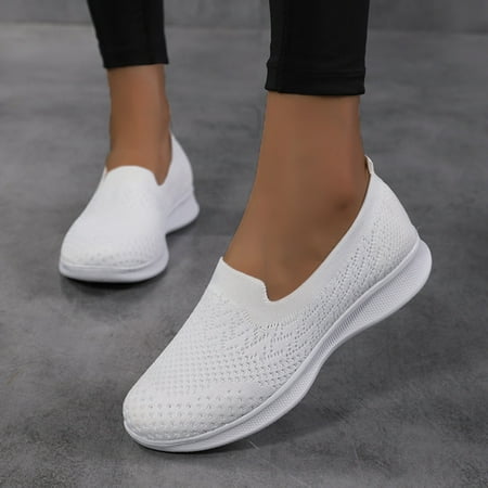

Women Shoes Casual Flat Bottom Mesh Wedges Bowknot Shoes Women s Fashion Breathable Sneakers Women s Casual Shoes White 9