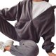 thumbnail image 1 of Sudadera con capucha de invierno de 2 piezas para mujer, traje deportivo informal, 1 of 3