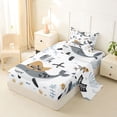 thumbnail image 2 of Feelyou Whale Shark Sea Animal Twin Sheet Sets for Kids Boys Girls, Ocean Coral Wildlife Bedding, Grey White, 3pcs, 2 of 5