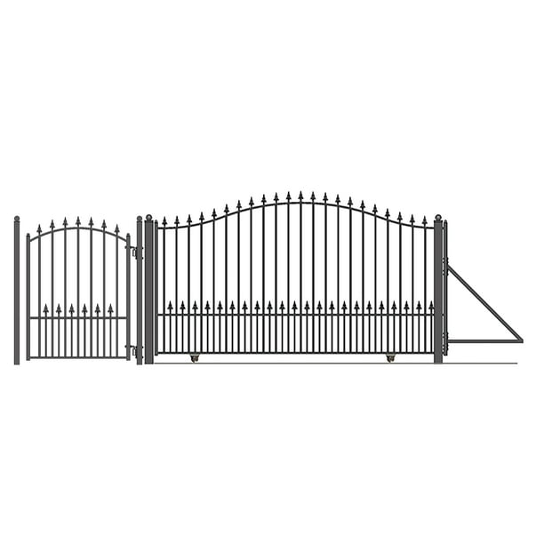 Aleko Dg12munsslped Steel Sliding Driveway Gate 12 Ft With Pedestrian Gate 5 Ft Munich Style Walmart Com
