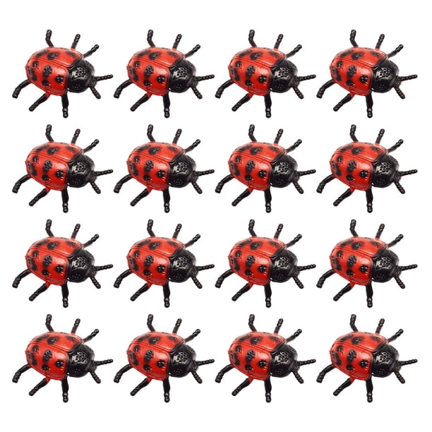 22pcs Simulation Ladybug Toy Plastic Ladybug Toys Plastic Static Ladybug Modelos