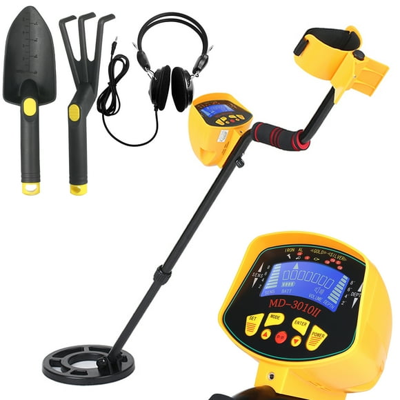 Yeacher Détecteur de Métaux Haute Sensibilité Haute Performance MD3010II Détecteur de Métaux Souterrain Creuseur d'Or Chasseur de Trésors Outil de Recherche de Trésors + Écouteur + Pelle + Râteau