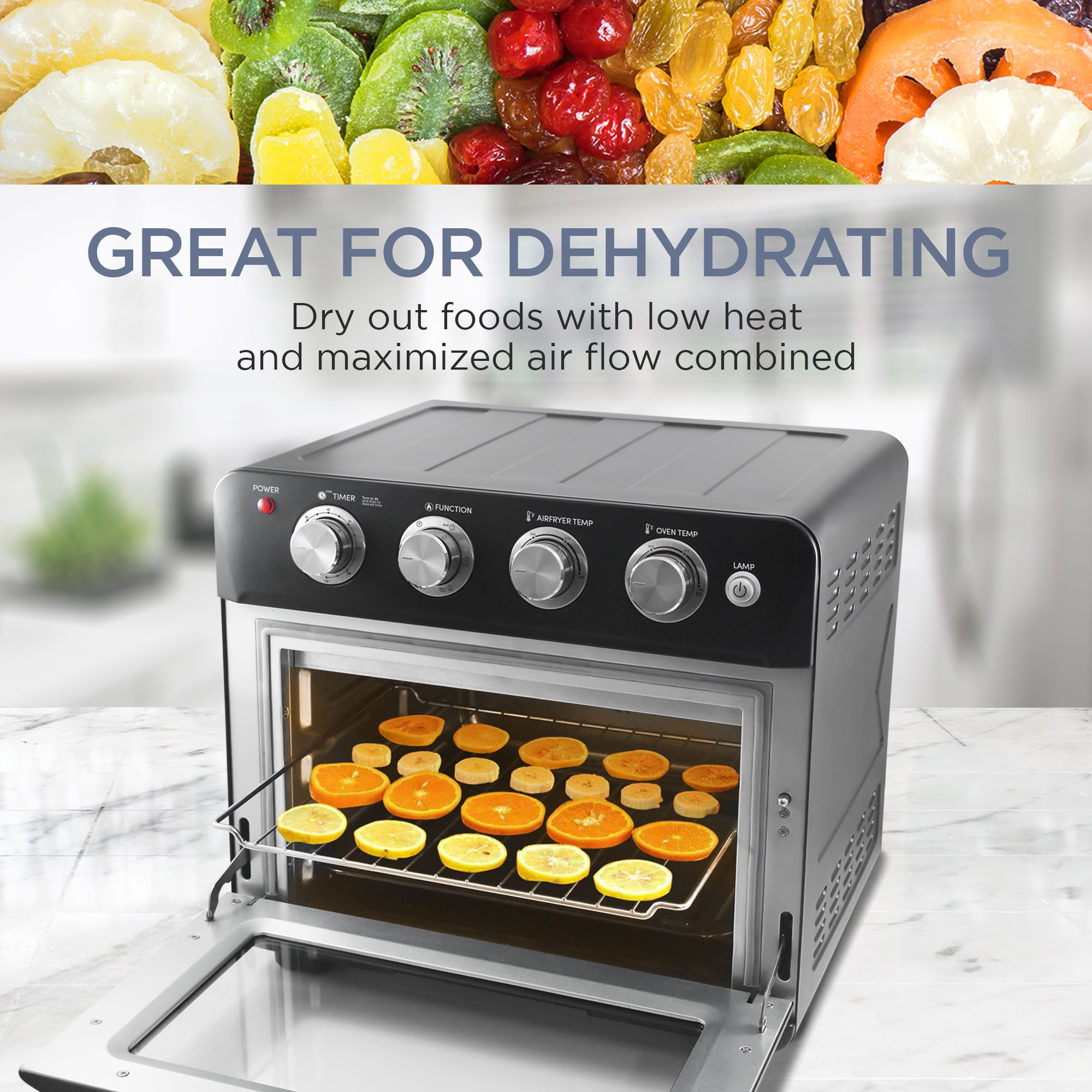 Open Box Elite Gourmet Deluxe 25L Air Fryer Oven (Black)