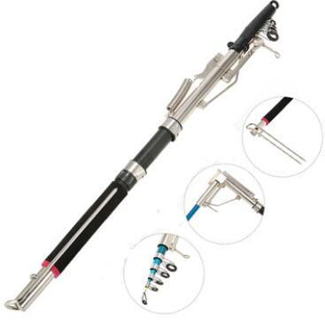 Stainless Steel Automatic Fishing Rod Spinning Telescopic Spring Pole Instrument 
