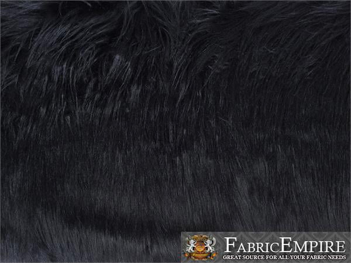 Faux Fur Fabric Long Pile Gorilla BLACK / 60" Wide / Sold by the yard
