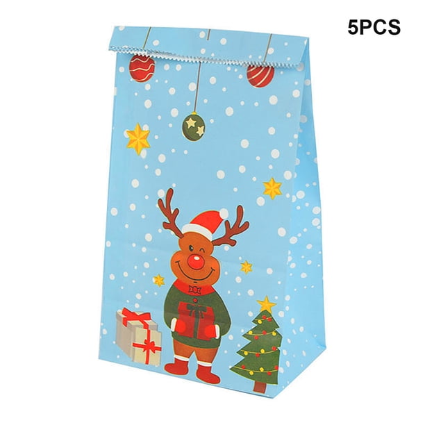 Injueey 5/10 Uds. Copos de nieve dulces bolsas de regalo muñeco de nieve Feliz Navidad invitados embalaje cajas de regalo 2022 Año Nuevo decoración de Kits de decoración para fiestas 5 ciervos Injueey HA002720-02