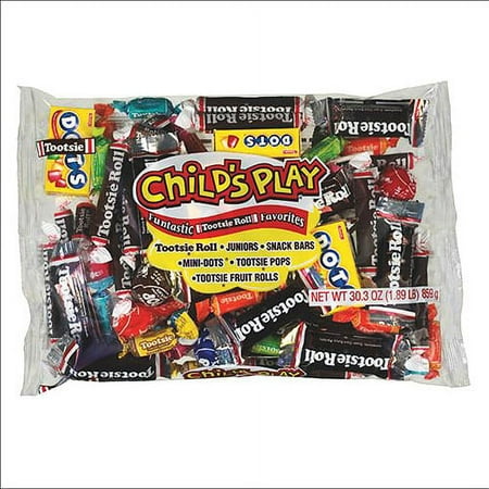 Tootsie Child's Play, Assorted Candy, 30.3 oz. Bag. Peanut Free, Gluten Free. Contains Milk and Soy.