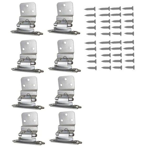 Cabinet Hinges Brushed Nickel for Kitchen Cabinets Doors (8Pcs) -1/2" Overlay (Variable) -Self Closing Kitchen Cabinet Hinges Flush Mount w/Hardware Screws