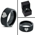thumbnail image 4 of Tungsten Gamer Heart Band Ring 9mm Men Women Comfort Fit Black Flat Cut Brushed Polished Size 10.5, 4 of 4