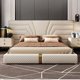 thumbnail image 3 of White Wood Bed 2 People Modern Design Mattress Bed King Size Luxury Bedroom Furniture Set Genuine Leather Headboard Nightstands My Lux Decor Round, 3 of 14