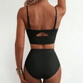 thumbnail image 4 of Women’s Two Piece V Wire Bikini Set with High Waist Bottoms and Adjustable Spaghetti Straps for Beach or Poolwear Black L, 4 of 5