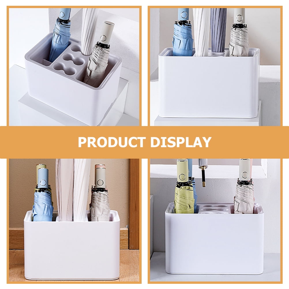 UPOUART White Umbrella Stand with Removable Drip Tray, Multi-Purpose Indoor Umbrella Holder for Home and Office