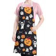 thumbnail image 5 of Halloween Ghost Pumpkin Medley Apron-Garden Aprons for Women with Pockets-Cotton Linen Waterproof Kitchen Cooking Gardening Aprons Adjustable for Kitchen,Cooking,BBQ and Salon 32"x27", 5 of 7