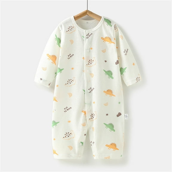 lulshou Summer Outfits Baby Romper Summer Thin Baby Dinosaur Print Jumpsuit Conditioned Clothes Baby Pajamas Newborn Clothes Long Sleeved Long Crawling Clothes Bodysuit on Clearance