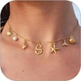 thumbnail image 2 of Stunning Initial Charm Necklace for Women - Seashell Letter Gold Pendant Elegant Boho Summer Jewelry Unique Idea for Beach Lovers, 2 of 4