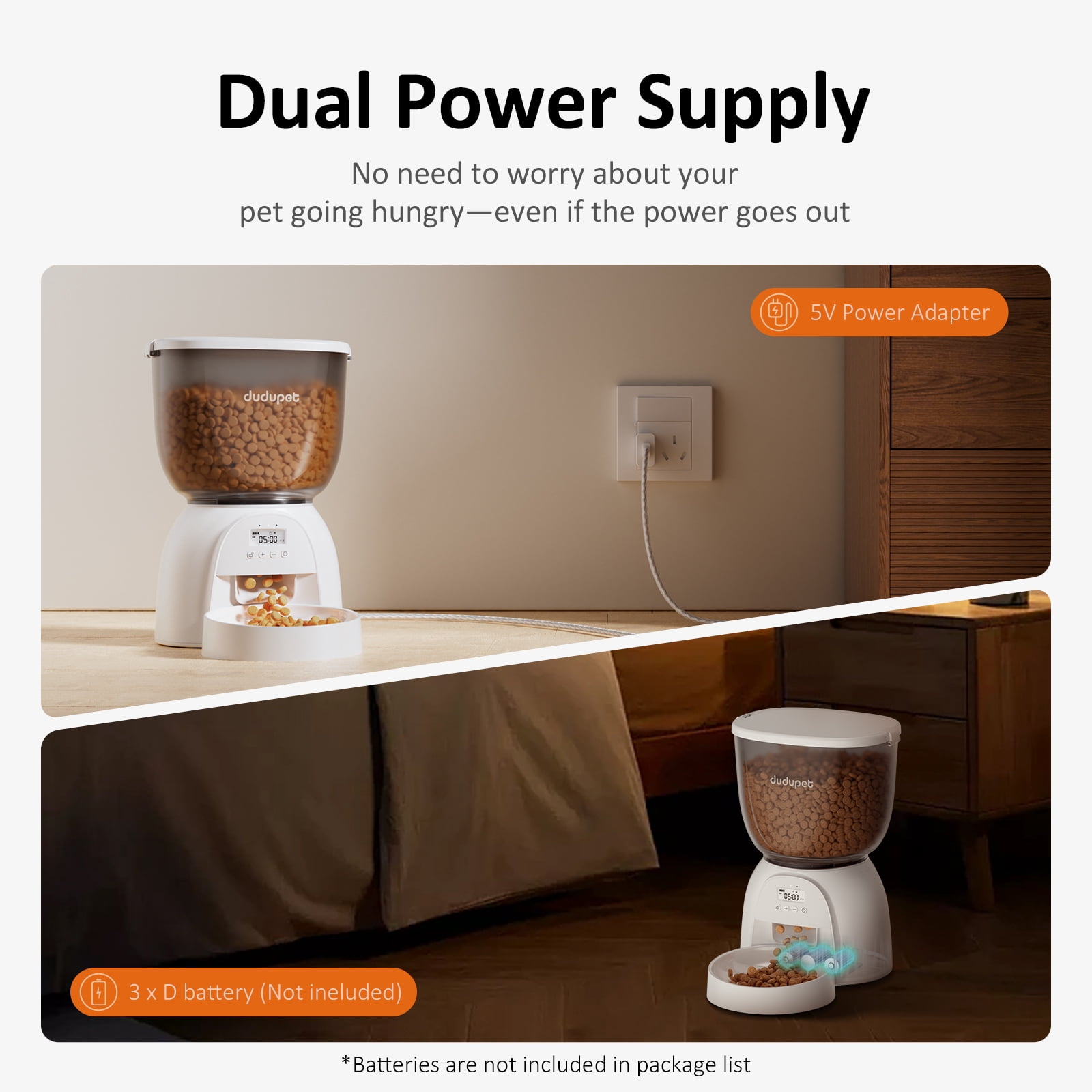5L/21 Cup Automatic Cat Feeder, Timed Cat Dry Food Dispenser, Automatic Pet Feeders Dual Power Supply, 6 Meal Programmable 1-20 Portion Cat Feeder, Auto Dog Feeders,Pet Food Dispenser for Cats, Puppy