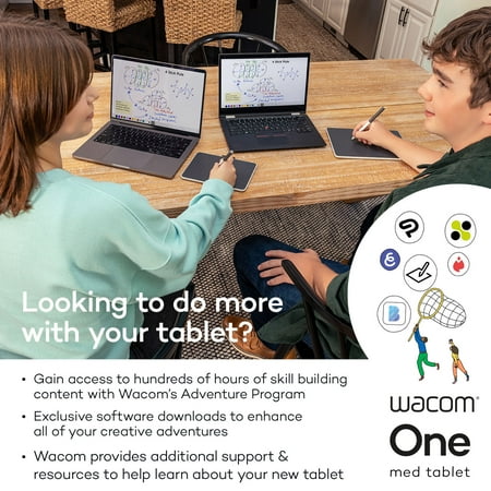 Wacom - One Medium 9.9" x 7.1" Bluetooth Graphics Drawing Tablet - White