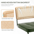thumbnail image 3 of Zesthouse 26″ Natural Rattan Counter Stools Set of 4, Mid Century Modern Bar Stools with Cane Back & Chrome Legs, Cantilevered Design, Upholstered Faux Leather Barstools for Kitchen Island, Green, 3 of 10