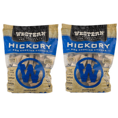 (2 pack) Western Premium BBQ Products Hickory Cooking Chunks, 570 CU.