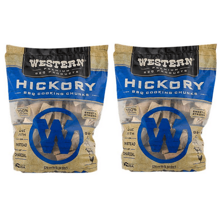 Western Walnut - (2 pack) Western Premium BBQ Products Hickory Cooking Chunks, 570 CU. IN.