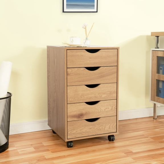 Naomi Home 5-Drawer Office File Cabinet, Natural