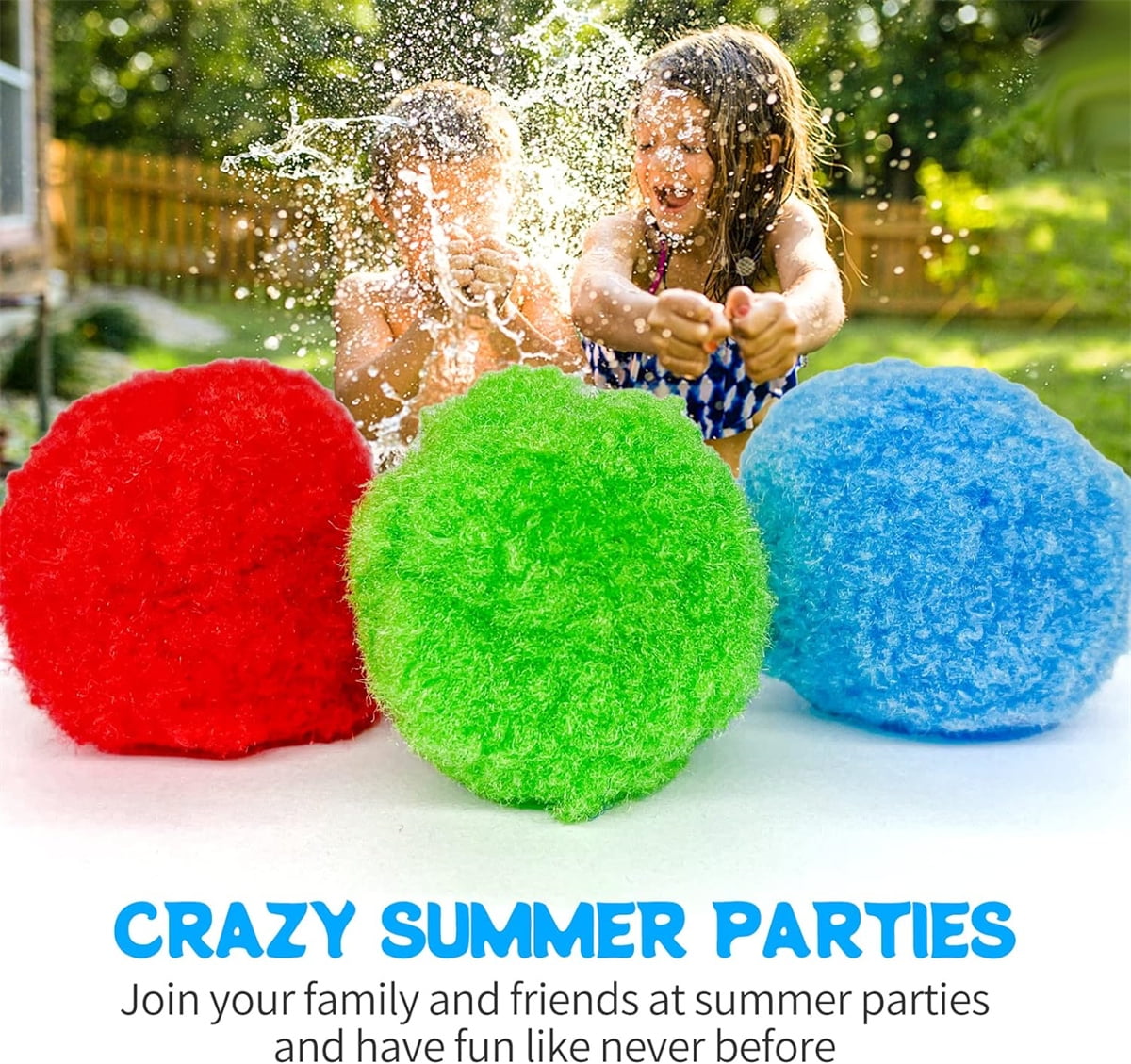 Water Soaker Balls, GIXUSIL Reusable Water Balloons for Outdoor Toys and Games for Adults, Summer Fun Activities for Pool Beach Yard Games - 100 Pcs (Colour Mixture)