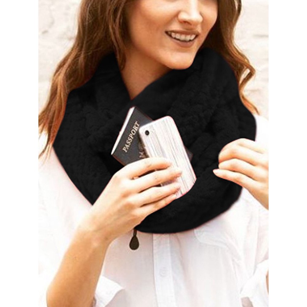 Lookwoild InfinityScarf With Pocket Scarf Women Fashion Knit Hidden