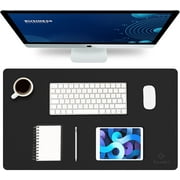 K KNODEL Desk Mat, Waterproof Leather Desk Mat for Desktop, Keyboard and Mouse, Desk Pad Protector for Office and Home (Black, 23.6" x 13.8") Black 23.6" x 13.8"
