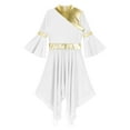 thumbnail image 5 of Zaldita Women 3/4 Flared Sleeve Asymmetrical Dance Dress Lyrical Liturgical Praise Overlay Tunic White S, 5 of 7