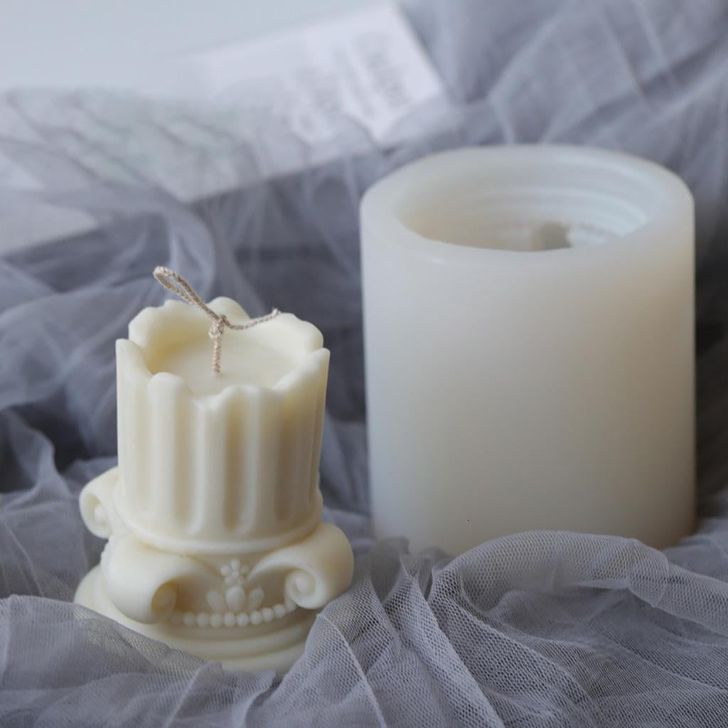 Rvaymup 3D European Roman Column Candle Mold Silicone Clay Soap Mould for Making Soy Wax