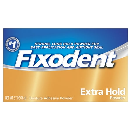 (2 pack) Fixodent Extra Hold Denture Adhesive Powder ,2.7 (Best Way To Hold Dentures In Place)