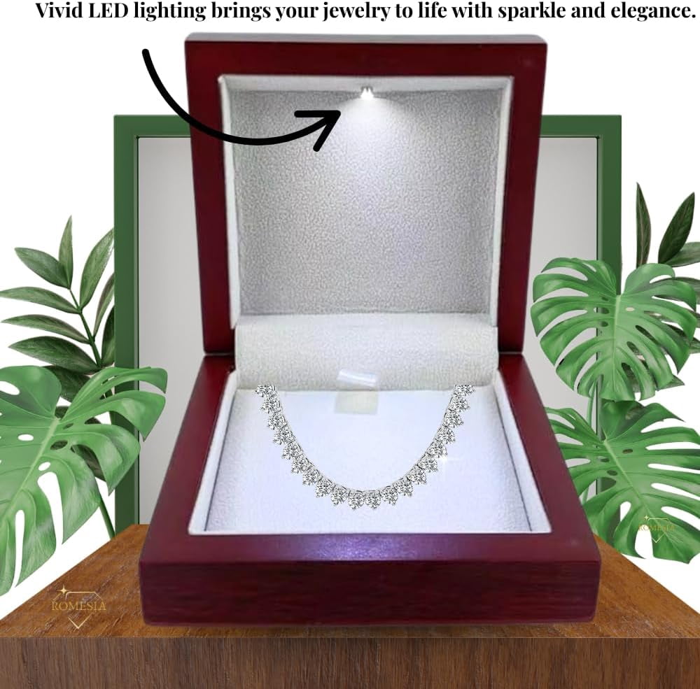 Necklace Gift Box with Light, Elegant Luxury Small Jewelry Box with Lighted Interior for Presentation and Display of Bracelet, Earring, Chains