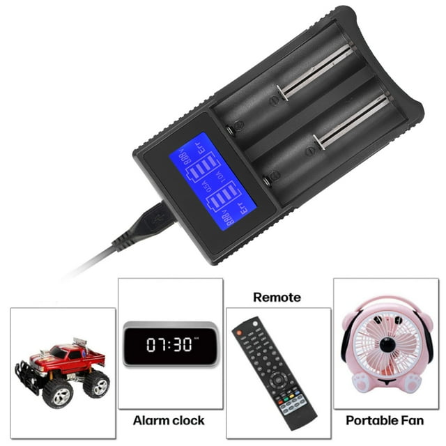 SEIVI PC Negro Portátil Viaje LCD Pantalla Inteligente USB Doble Ranura Cargador De Batería Para Ni MH Ni Cd AA AAA Li Ion LiFePO4 IMR 26650 14500