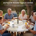 thumbnail image 3 of Round Outdoor Tablecloth with Umbrella Hole and Zipper, Beige Monstera Leaf Tablecloth with Elastic Waterproof, Tropical Plant Foliage Botanical Boho Patio Table Covers for 55" - 60" Pool Tables, 3 of 9