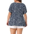 thumbnail image 3 of Agnes Orinda Plus Size Top for Women Polka Dots Crew Neck Short Sleeve Peplum Tops Shirts 3X Navy Blue, 3 of 6